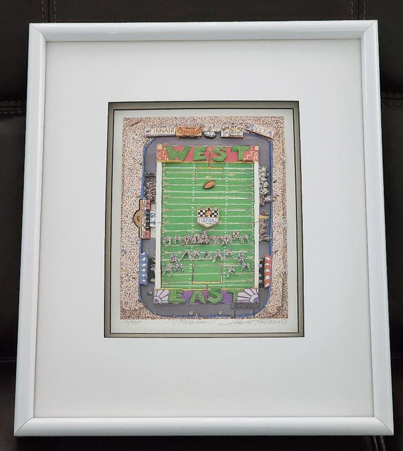 Charles Fazzino Signed I Luv (love, heart) Football - 3D - Framed 4