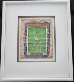Charles Fazzino Signed I Luv (love, heart) Football - 3D - Framed