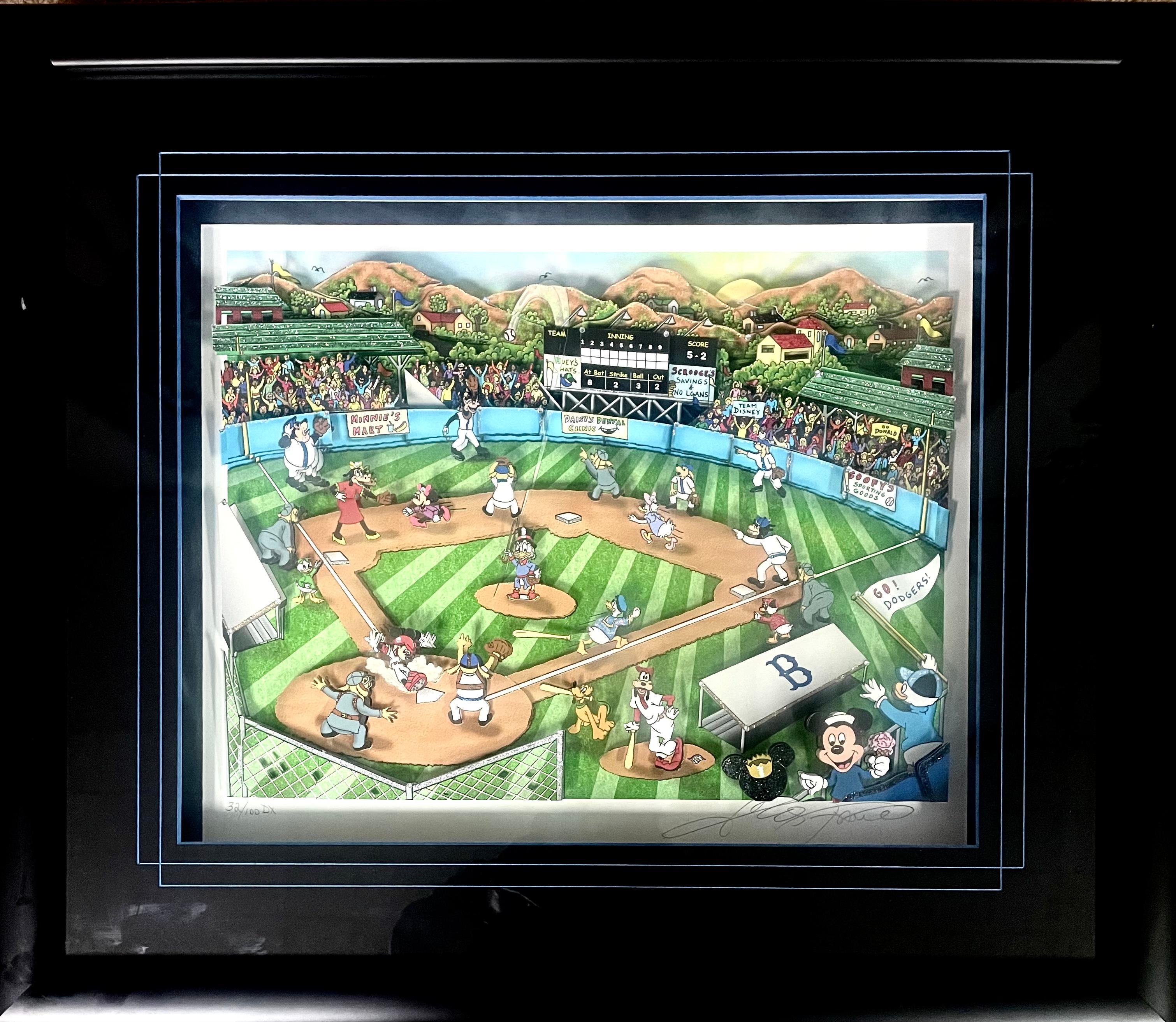 “Disney Plays baseball (dodgers)”  - Print by Charles Fazzino
