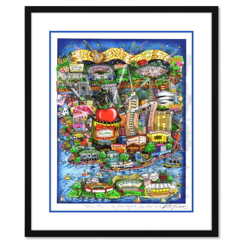 Charles Fazzino Print - "There's Music: New Jersey, New York, Long Island Too!!" Framed 3D Construct