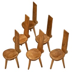 Charles Flandre Set of Six Naturalistic Chairs in Elm