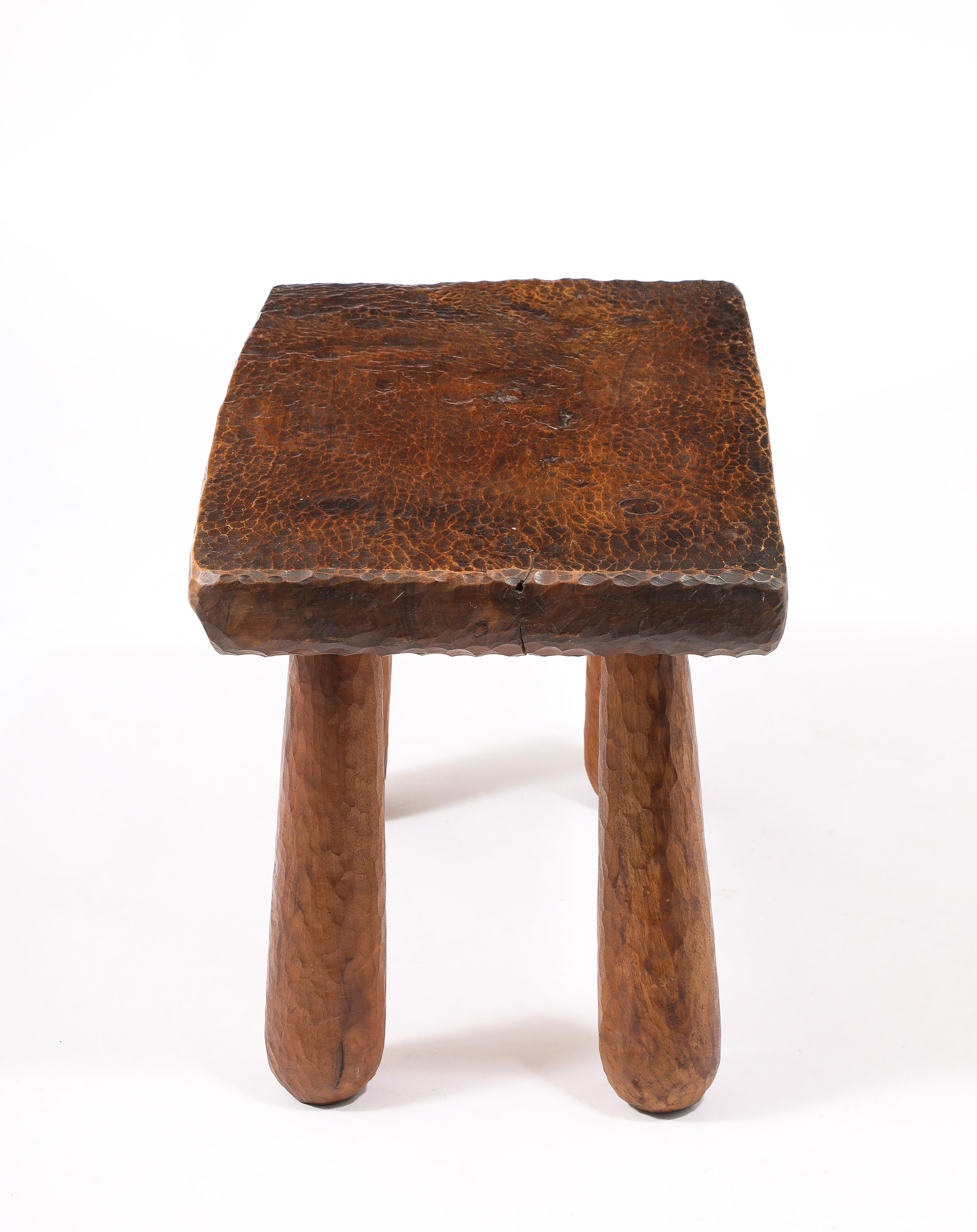 Elm Charles Flandres End Table, France 1940's For Sale