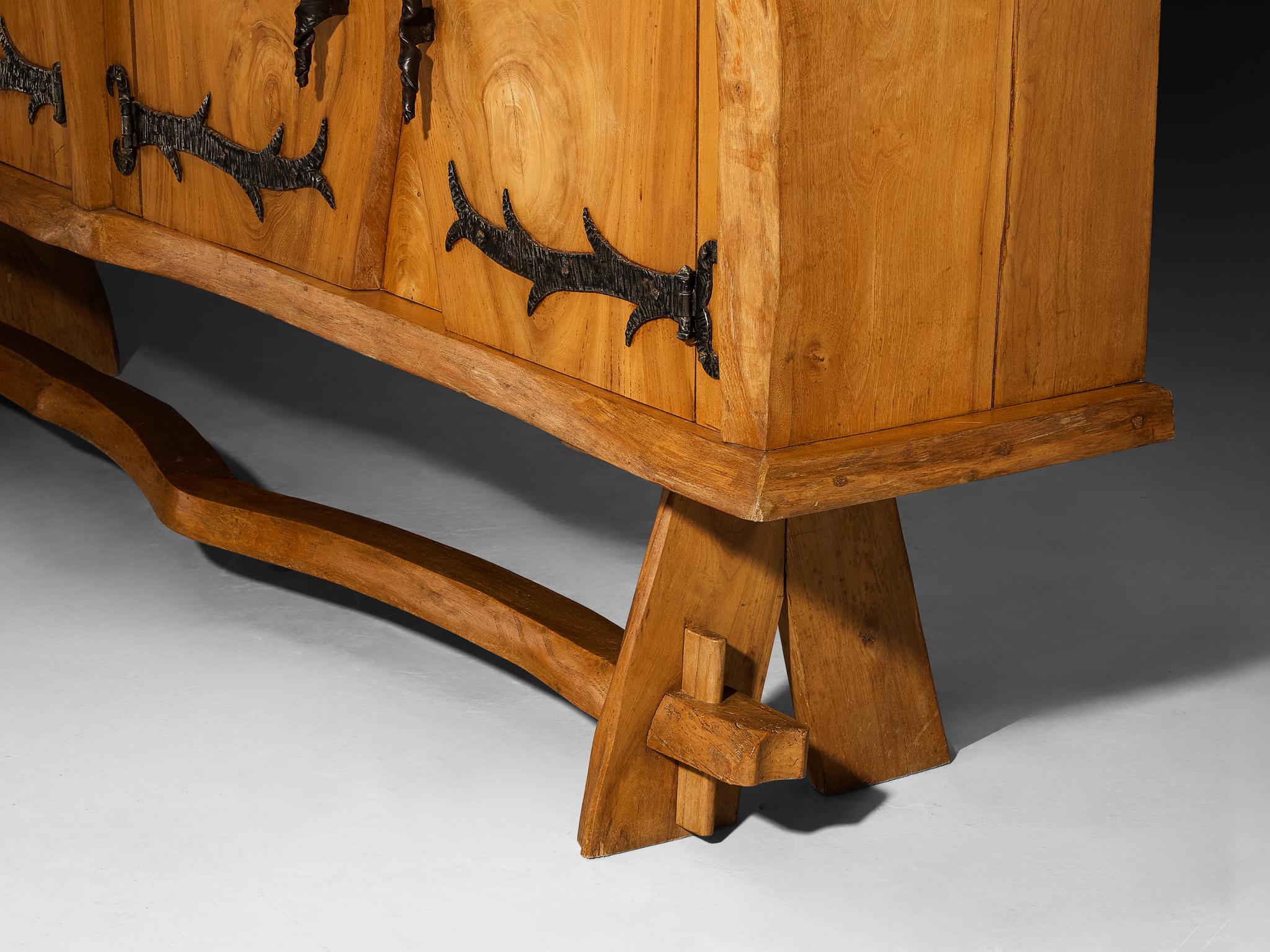 Charles Flandres Sideboard in Solid Elm and Wrought Iron For Sale 5
