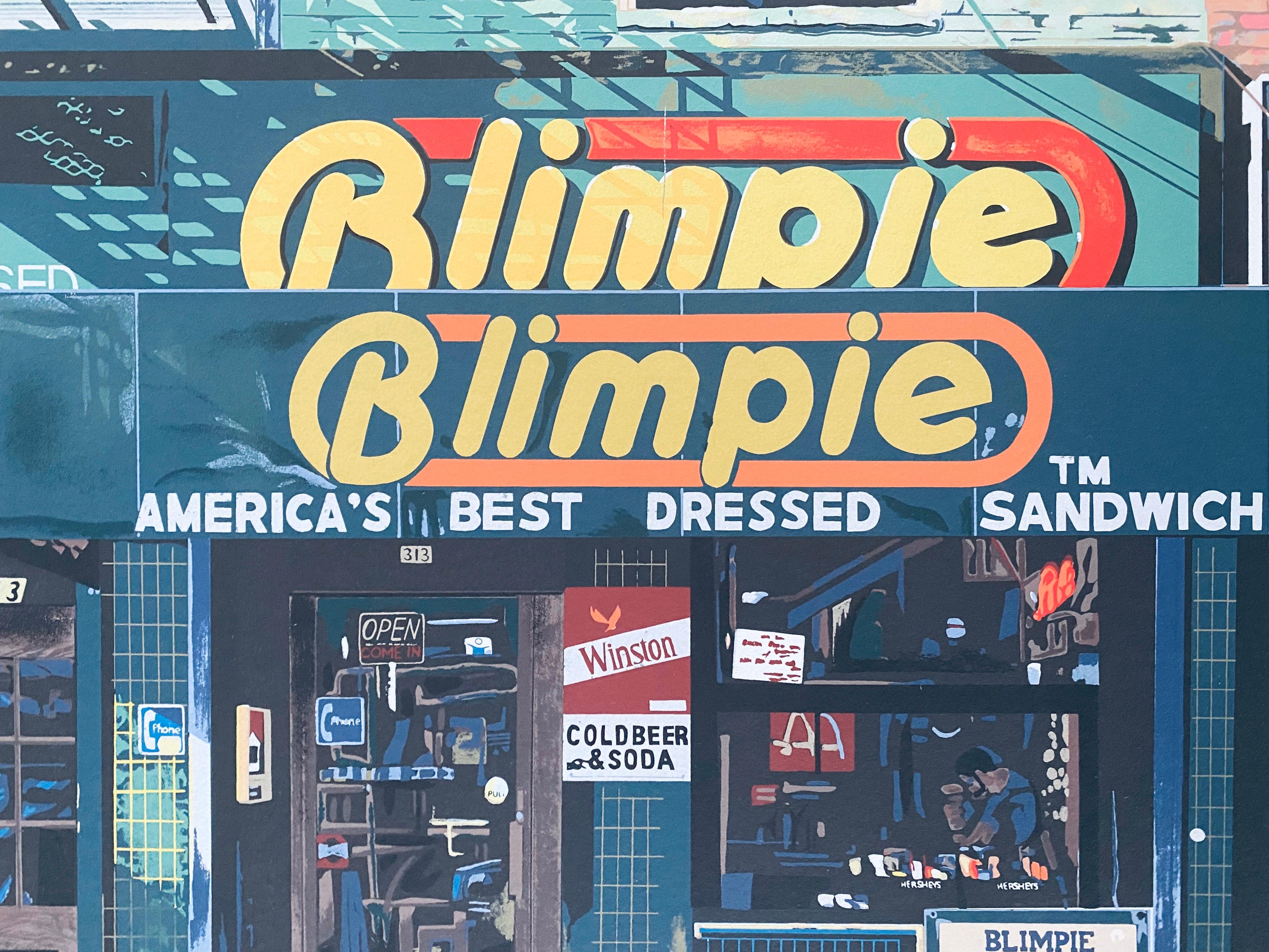 Blimpie, America's Best Dressed Sandwich Pop Art Foto Realistische Lithographie aus Seide (Grau), Landscape Print, von Charles Ford