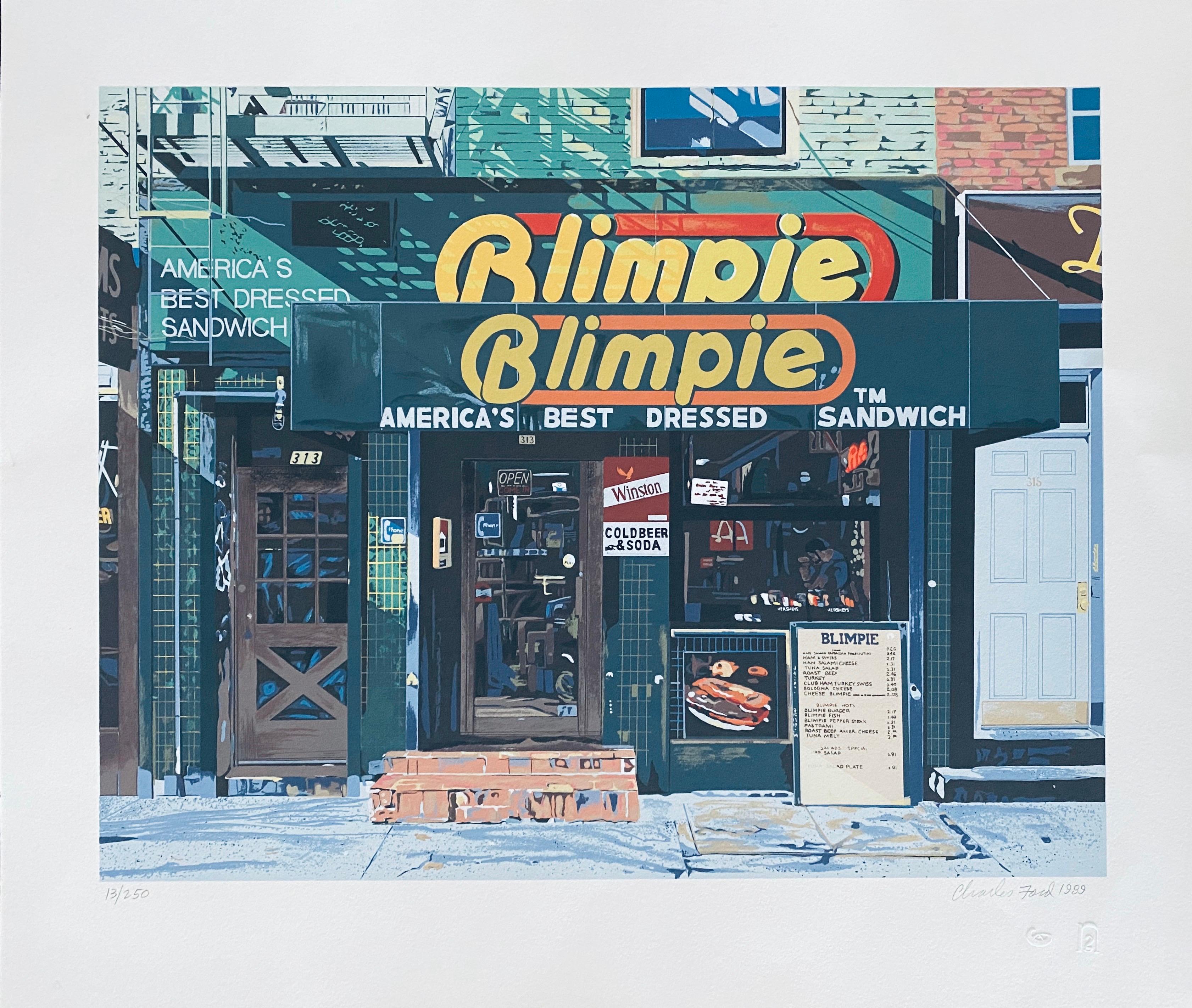 Charles Ford Landscape Print – Blimpie, America's Best Dressed Sandwich Pop Art Foto Realistische Lithographie aus Seide