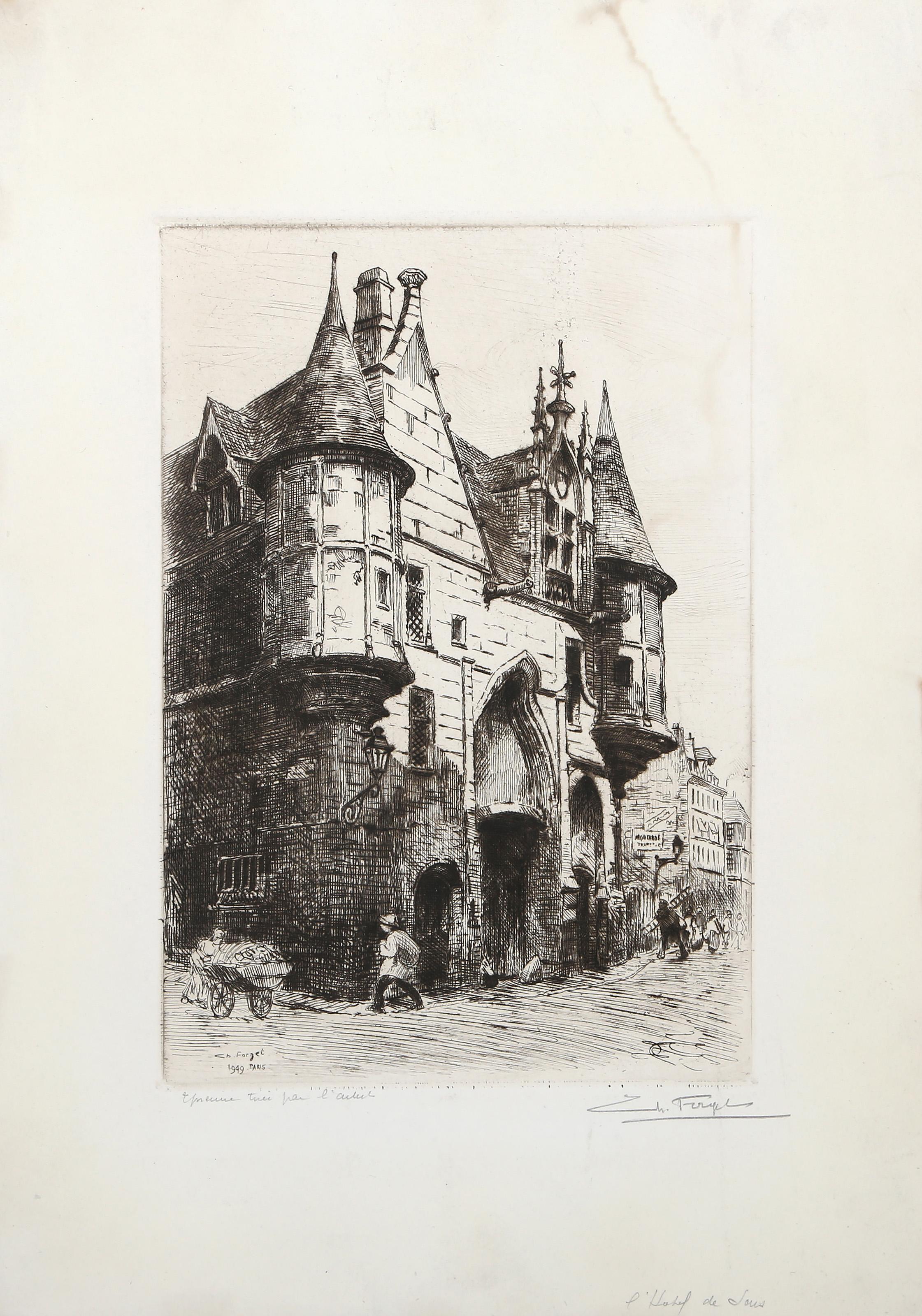 Hotel de Sous, Grabado impresionista firmado por Charles Forget en venta 2