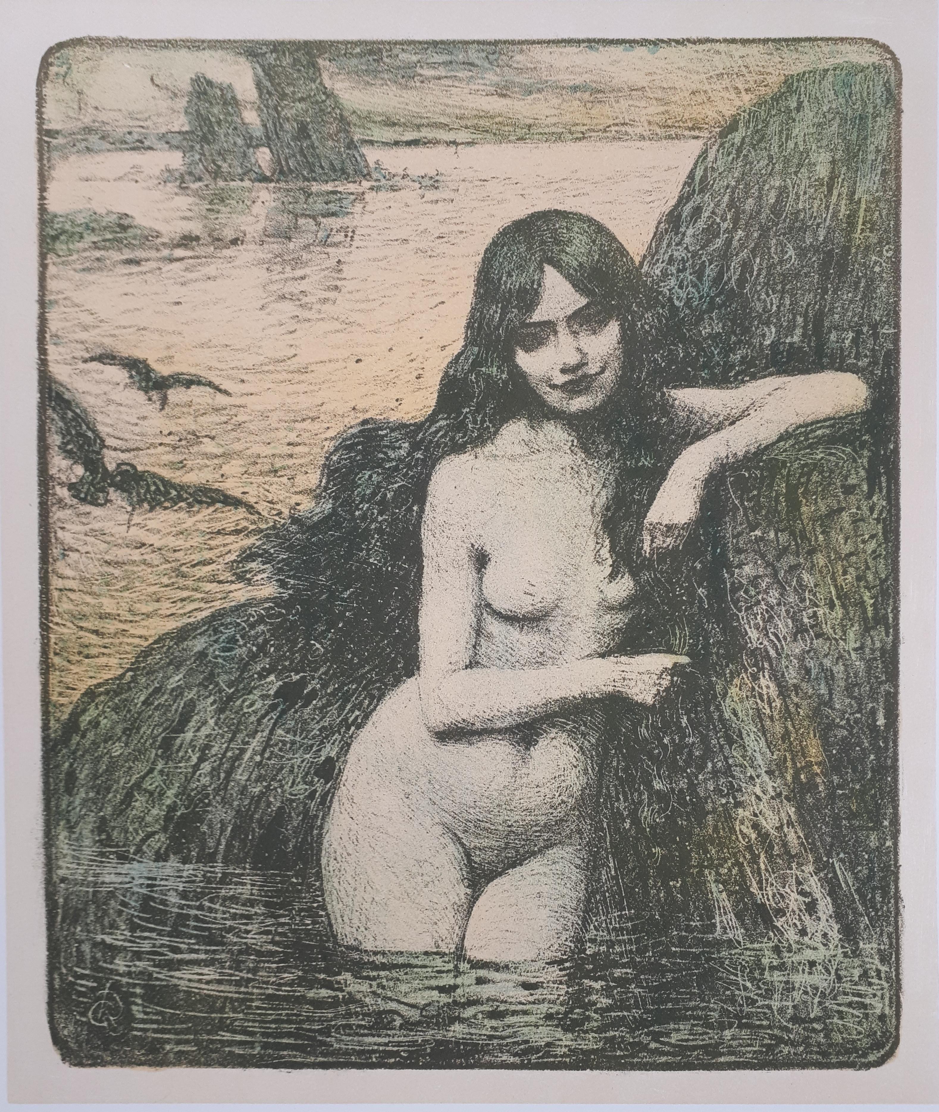 Mermaid - Original Lithograph - 1897 - Art Nouveau Print by Charles François Prosper Guérin