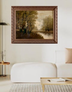 Pintura francesa de paisaje del siglo XIX firmada y acreditada por Charles François Daubigny