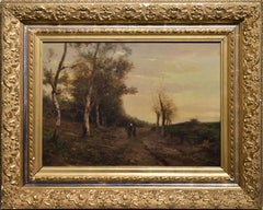 Barbizonian Landscape Twilight on a Country Road 19th century by French Master