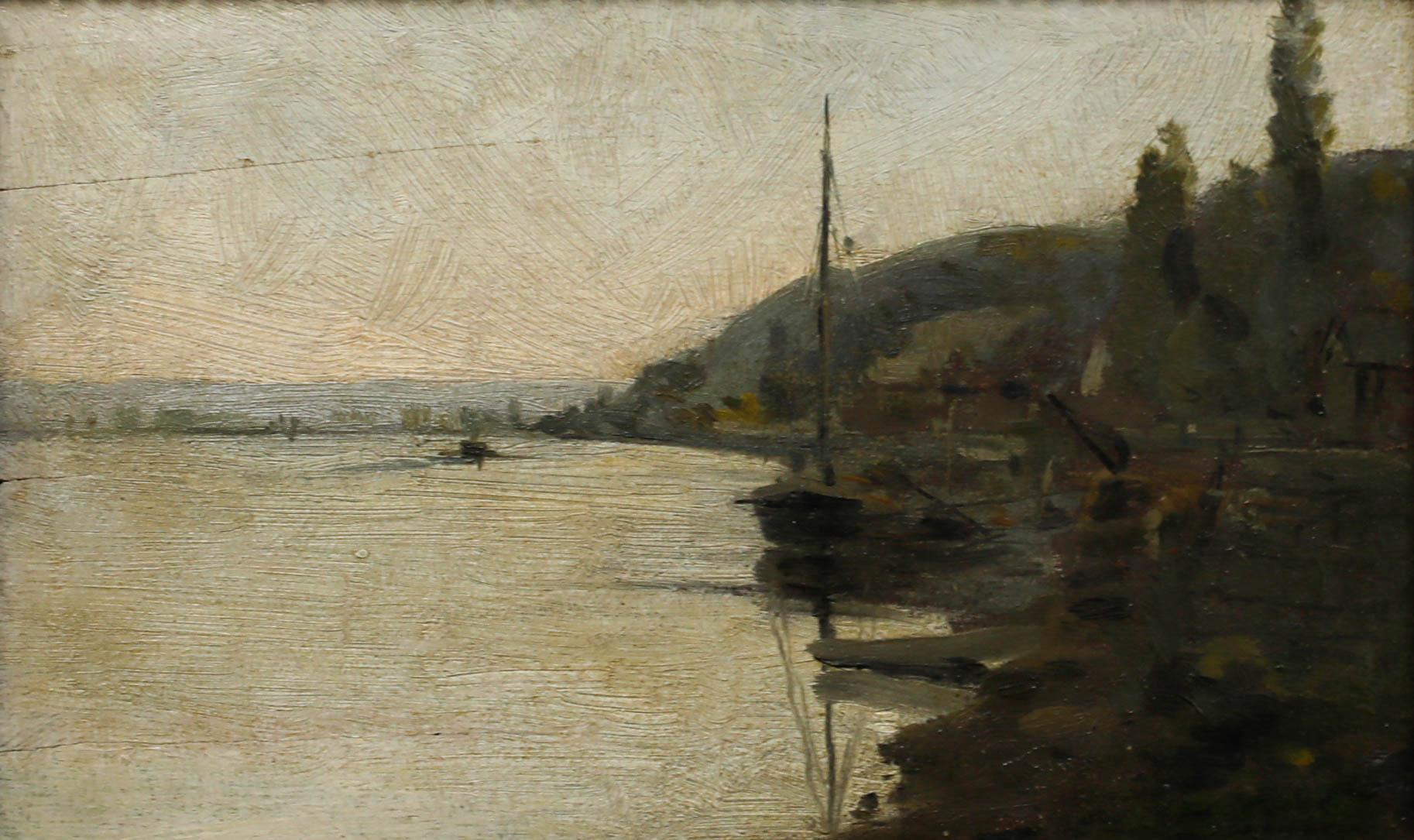 Charles-François Daubigny (1817-1878) - Óleo de la Escuela Francesa, Orillas del Sena - Painting de Charles François Daubigny