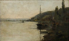 Charles-François Daubigny (1817-1878) - Óleo de la Escuela Francesa, Orillas del Sena