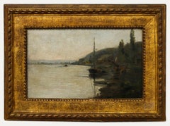 Charles-François Daubigny (1817-1878) - Óleo de la Escuela Francesa, Orillas del Sena