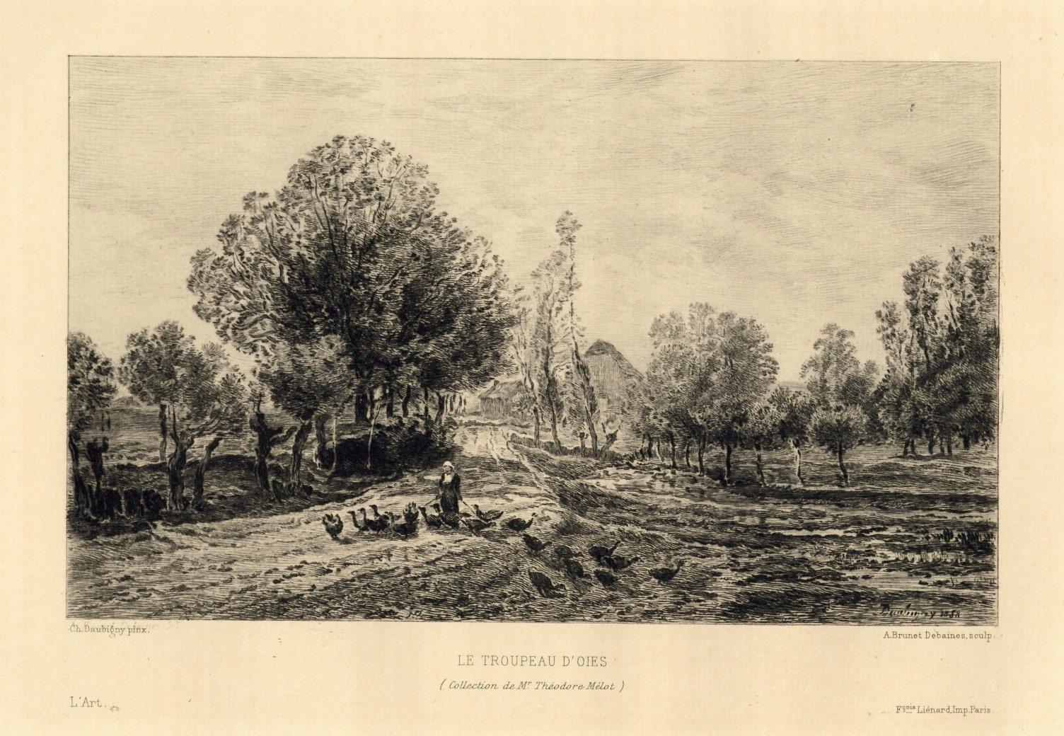 (after) Charles-François Daubigny "Le Troupeau d'Oies" etching