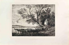 Le Gue - Etching by Charles François Daubigny - 1860s