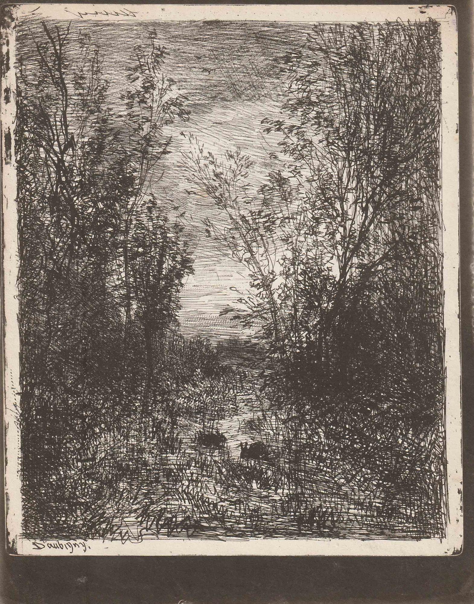 Charles François Daubigny Landscape Print – Le Ruisseau Dans La Clairière (Der Bach auf der Lichtung)