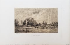 Lever de Lune (Moonrise) /// French Barbizon Landscape Cow Animal Daubigny Art