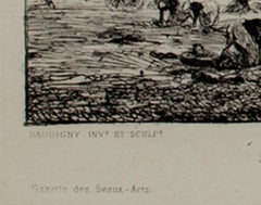 "Plage de Villerville" Gravure originale de Charles-Francoise Daubigny, 4e État