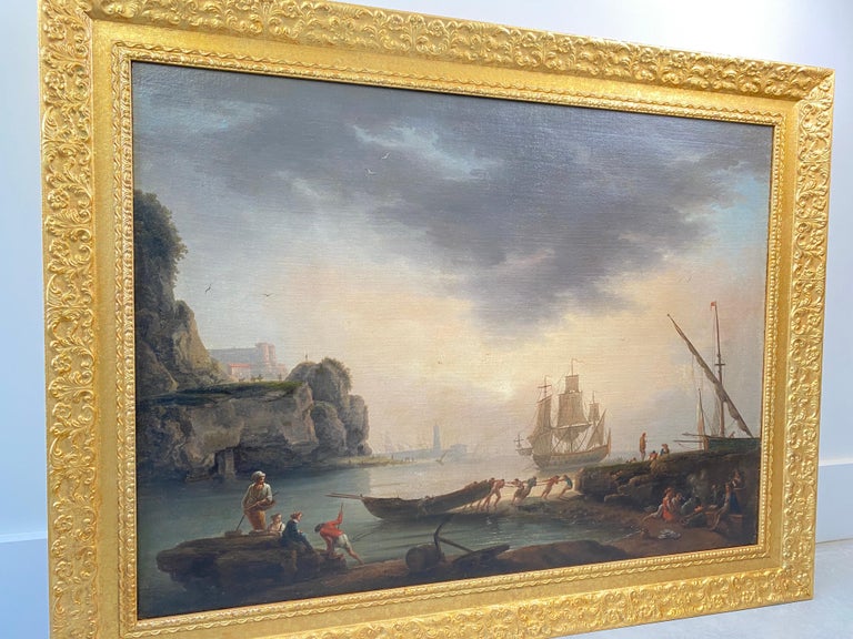 18th century Mediterranean Harbour landscape painting - View of Marseille - Old Masters Painting by Charles François Lacroix de Marseille (attributed to)