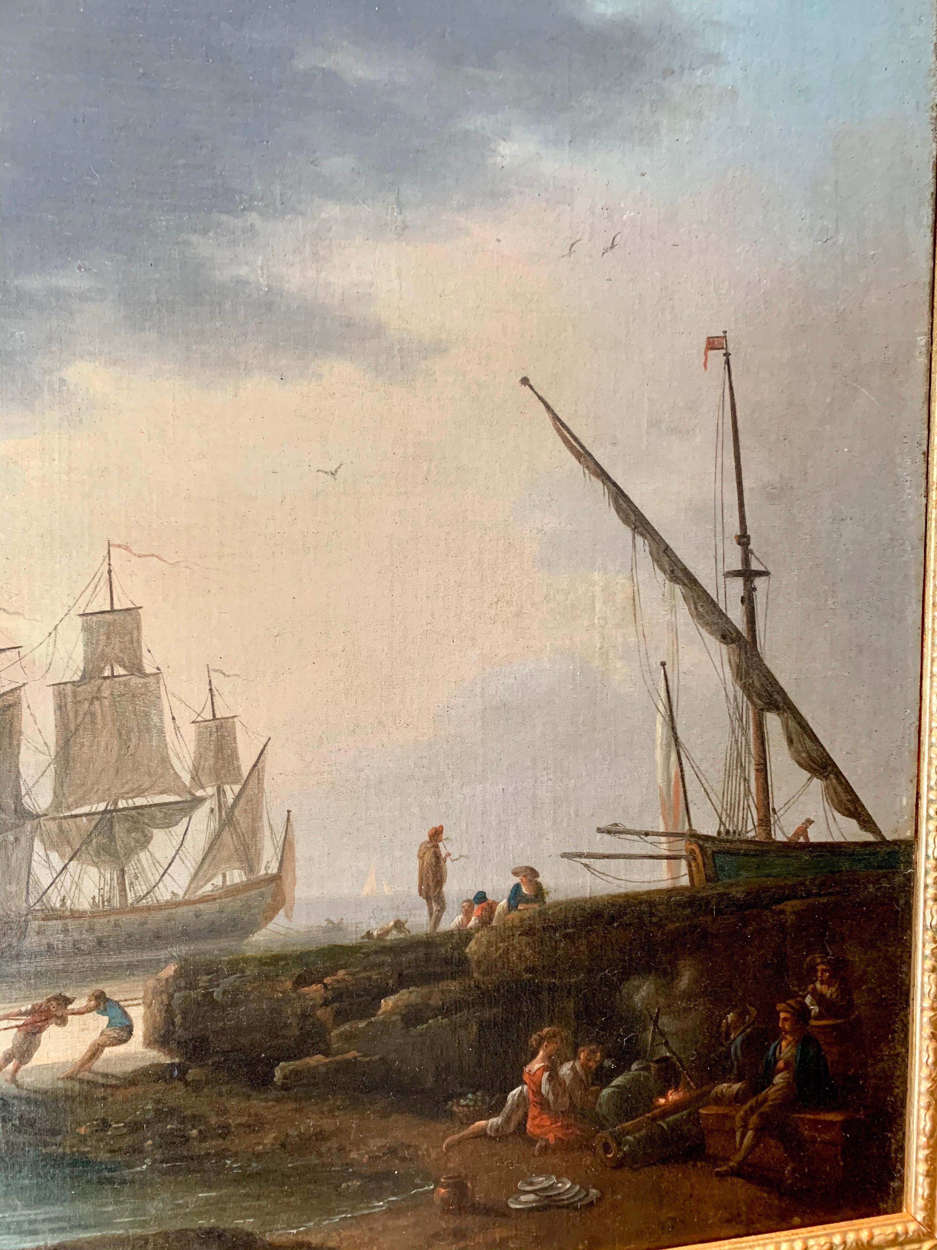 18th century Mediterranean Harbour landscape painting - View of Marseille 1
