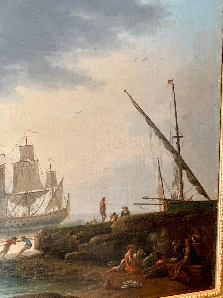 18th century Mediterranean Harbour landscape painting - View of Marseille 4