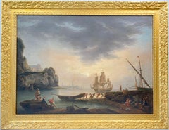 18th century Mediterranean Harbour landscape painting - View of Marseille
