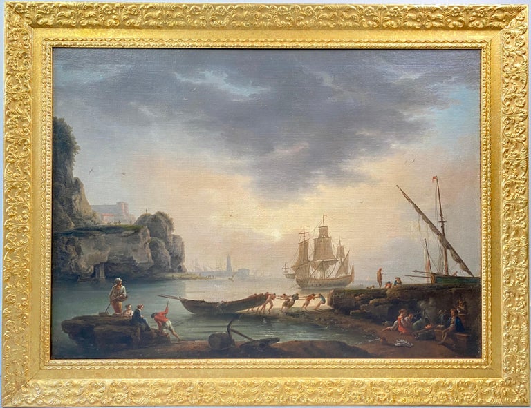 Charles François Lacroix de Marseille (attributed to) Landscape Painting - 18th century Mediterranean Harbour landscape painting - View of Marseille