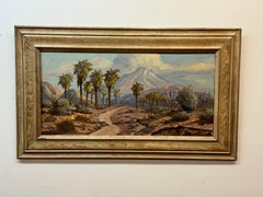 Vintage Desert mountain landscape, painting
