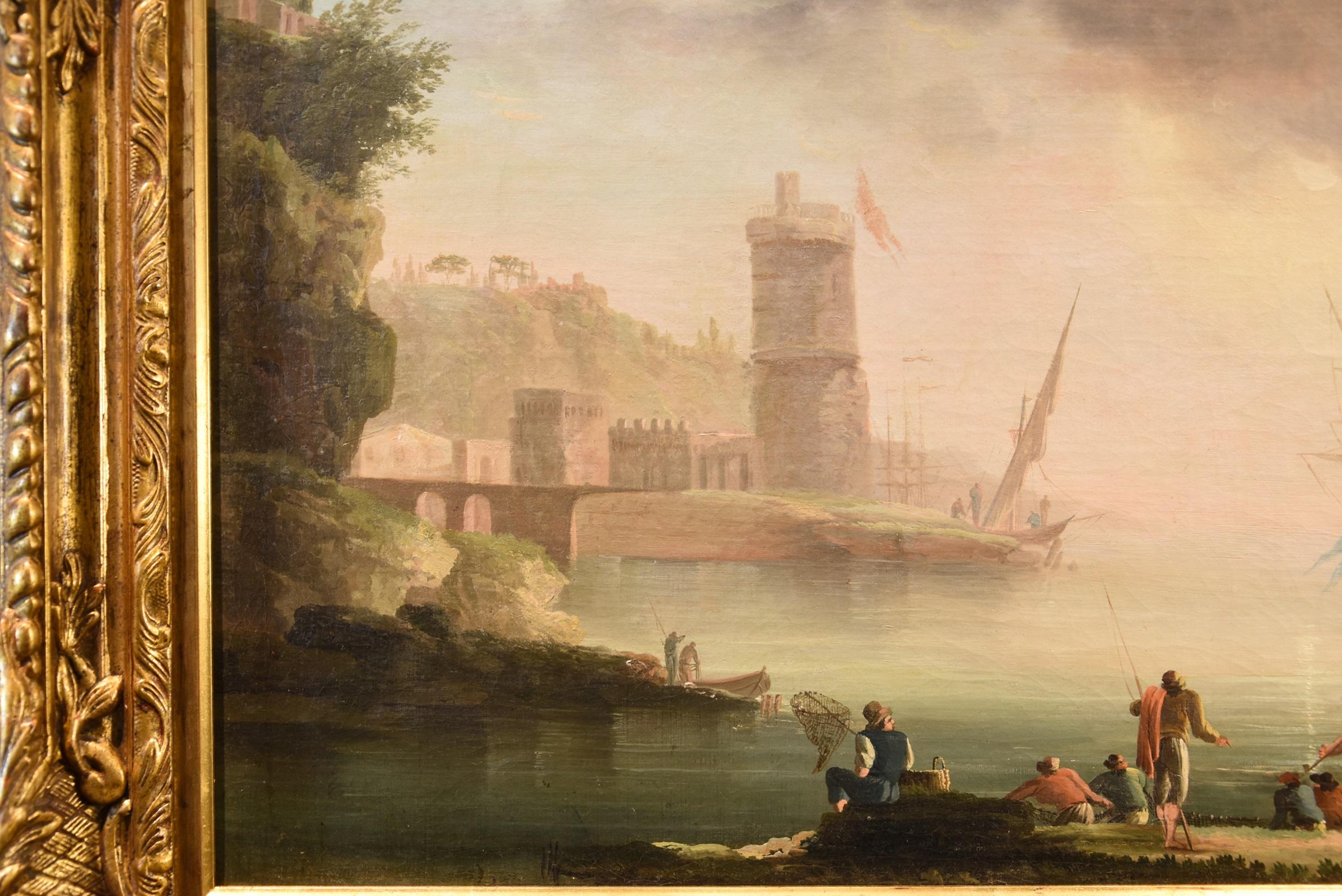 Paysage côtier See Paint Lacroix de Marseille Huile sur toile 18ème siècle en vente 7