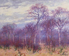 Sous bois en hiver - Impressionist Landscape Oil Painting by Charles Frechon