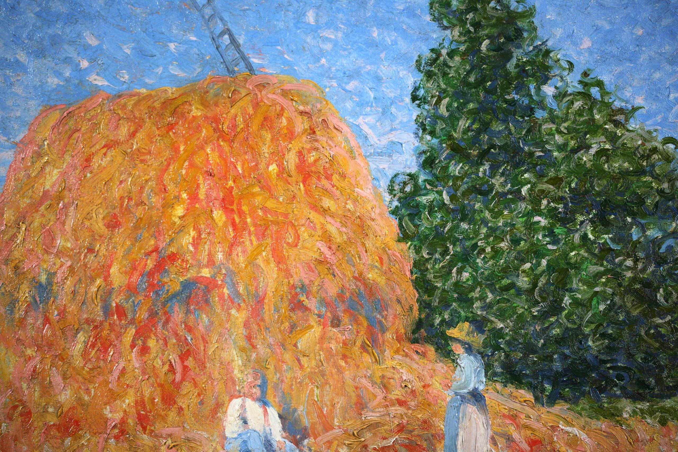 The Harvesters - Post Impressionist Figures in Landscape Oil by Charles Frechon For Sale 5