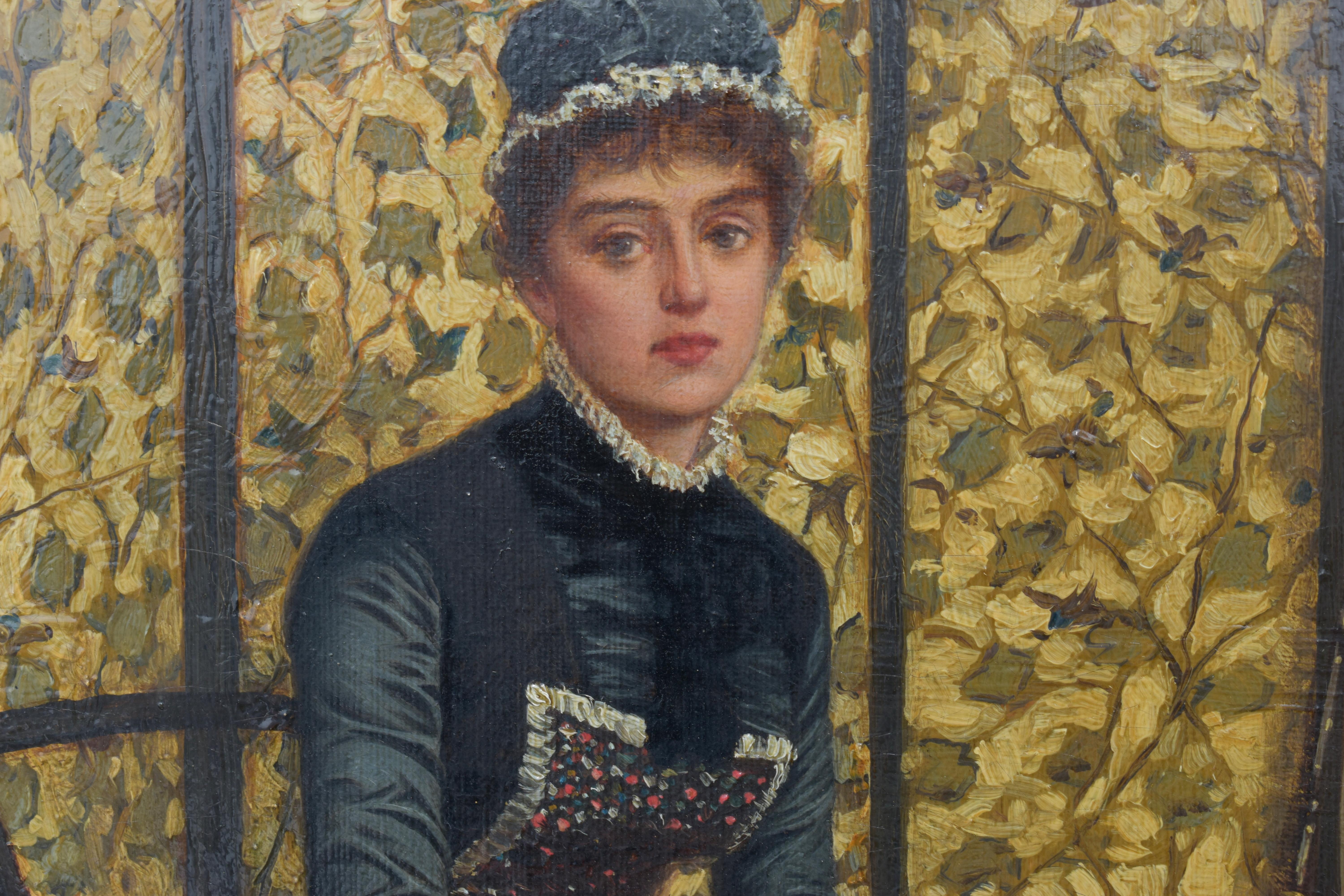 Charles Frederick Lowcock (1844-1925) Giovane donna 1880 Olio su tela 1