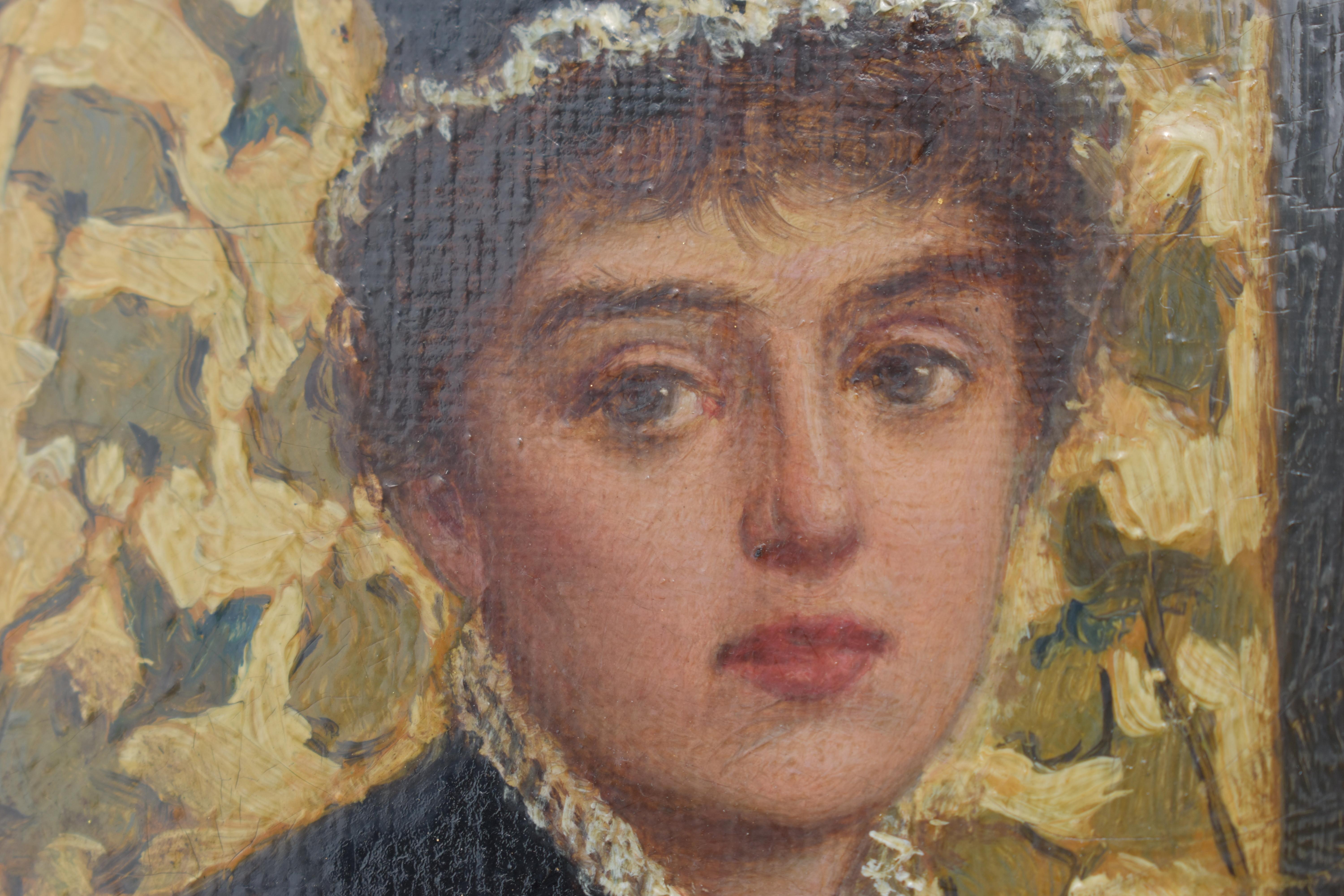Charles Frederick Lowcock (1844-1925) Giovane donna 1880 Olio su tela 5