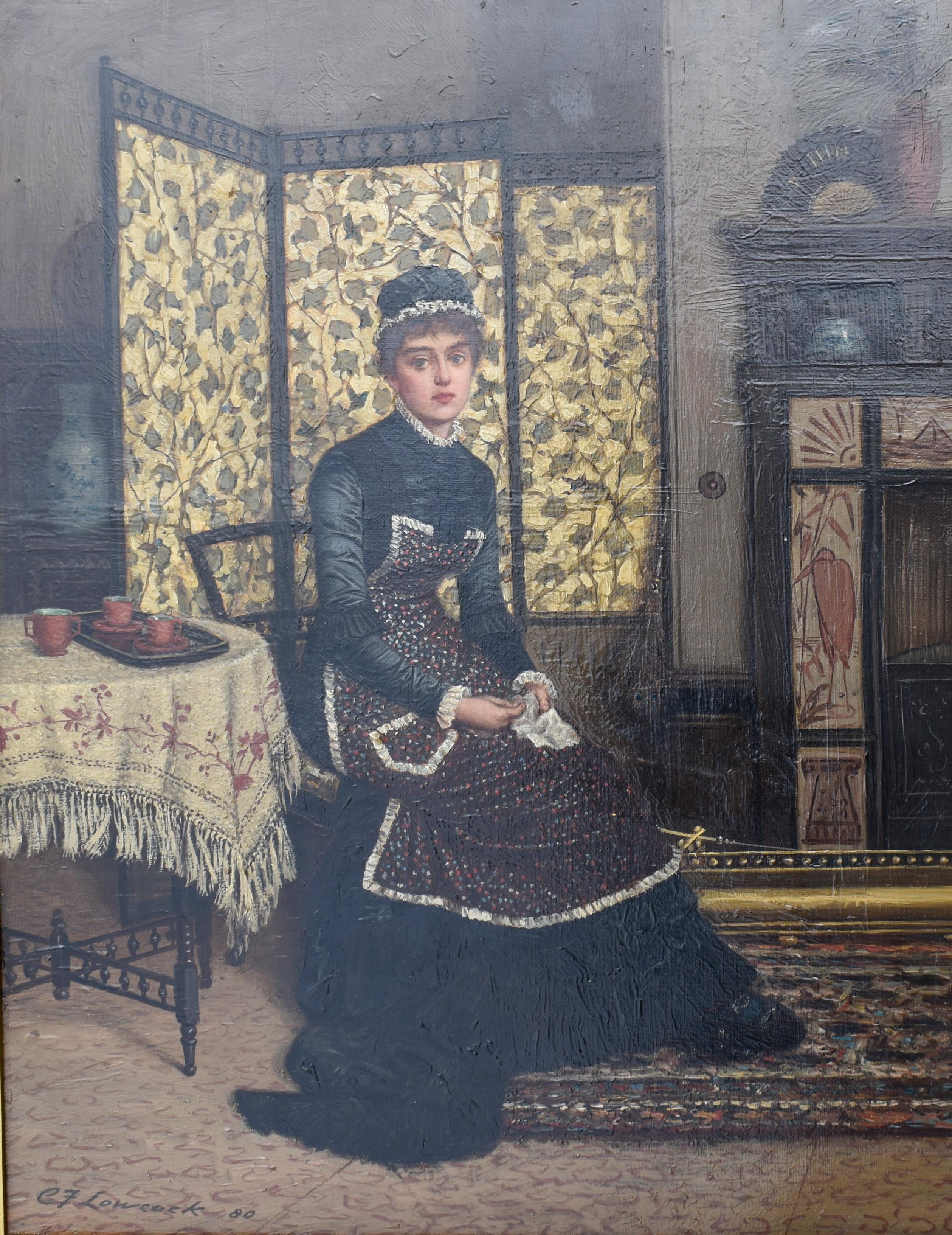 Charles Frederick Lowcock (1844-1925) Giovane donna 1880 Olio su tela 7