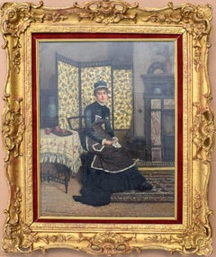 Charles Frederick Lowcock (1844-1925) Giovane donna 1880 Olio su tela
