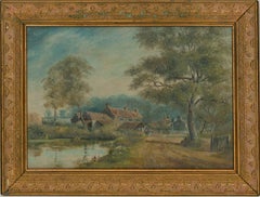 Vintage Attrib. Charles Frederick Rump - Early 20th Century Oil, Village Pond