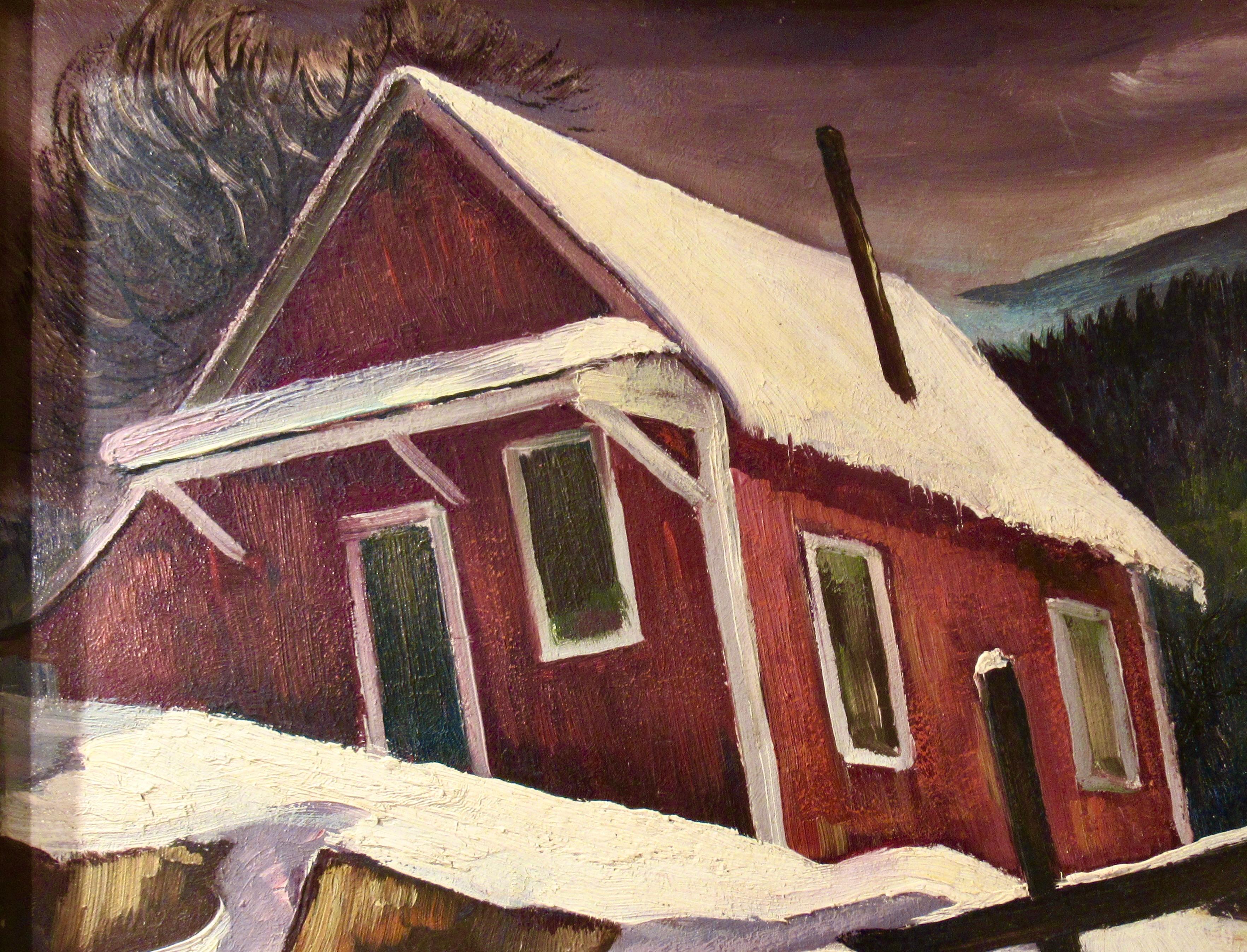 Landschaft mit Bauernhaus im Winter (Amerikanischer Impressionismus), Painting, von Charles Frederick Surendorf