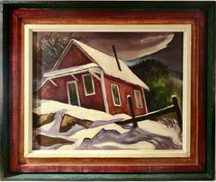 Landschaft mit Bauernhaus im Winter