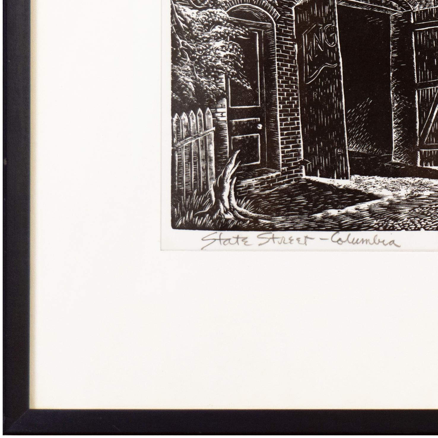 Signed lower right, 'Charles Surendorf' for Charles Frederick Surendorf (American, 1906-1979), titled lower left, 'State Street, Columbia' and created circa 1960. (Framed Size: 18 x 23.5 Inches)

Following his graduation from Ohio State University,