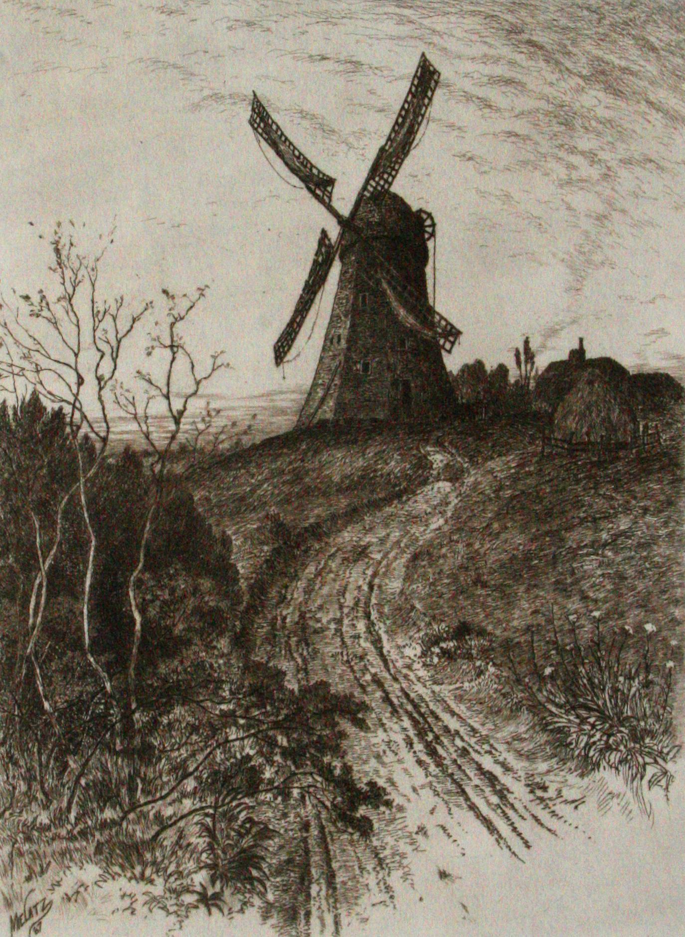 Old Mill near Newport. 1887. Etching.  9 1/4 x 6 3/4 (sheet 12 7/8 x 9 5/8). As published by Frederick A. Stokes in Representative Etchings By Artists Of To-day In America. A fine impression printed on cream wove paper with deckle full margins.