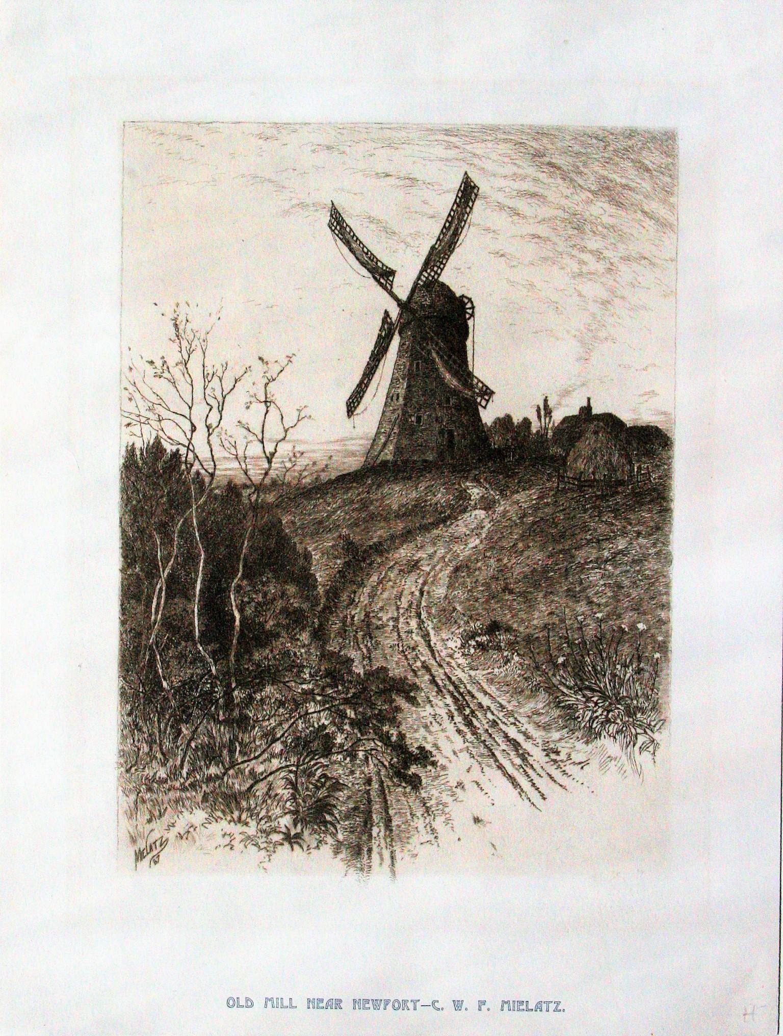 Old Mill near Newport - Gray Landscape Print by Charles Frederick William Mielatz