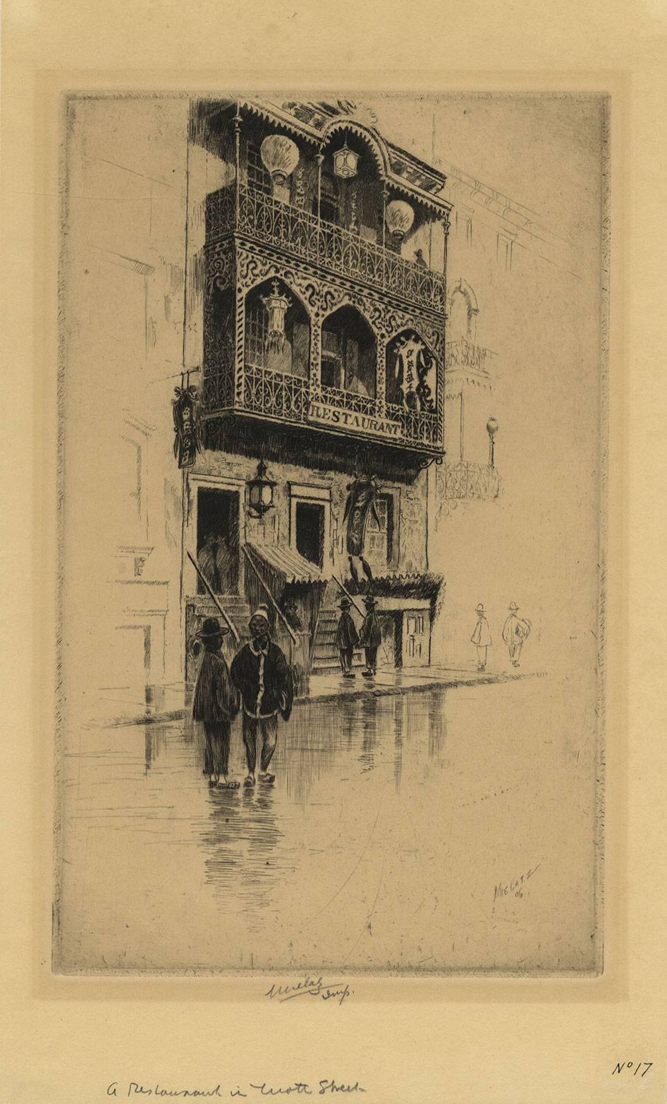 Restaurant in Mott Street - Print by Charles Frederick William Mielatz