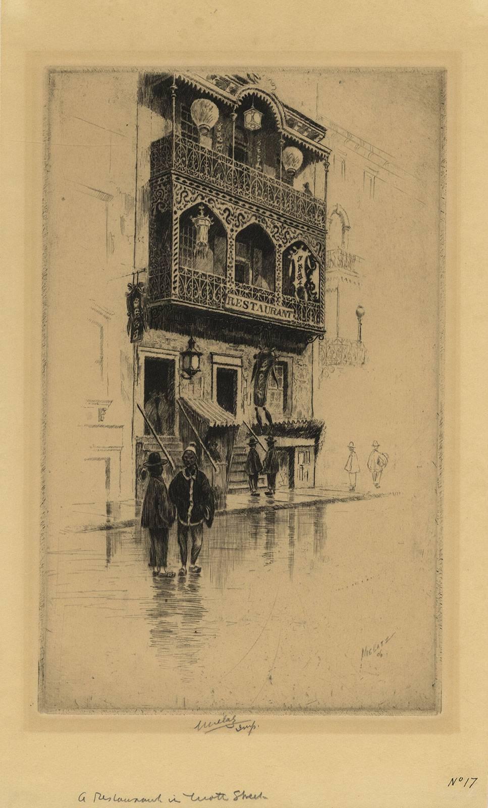 Restaurante en la calle Mott - Print de Charles Frederick William Mielatz
