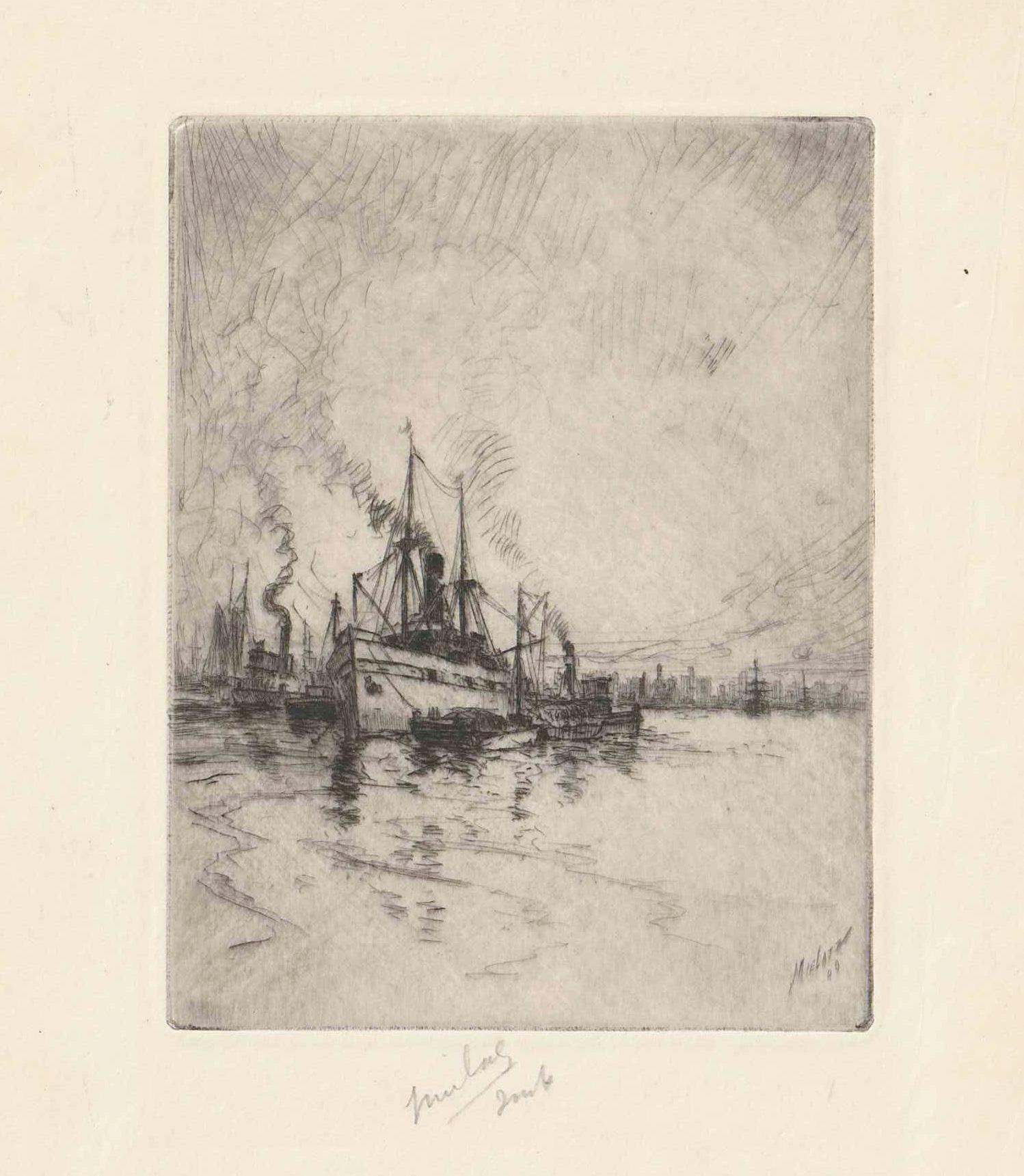Schlepper auf dem Hudson – Print von Charles Frederick William Mielatz
