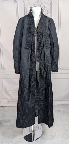 Charles Frederick Worth Black Silk Brocade and Lace Coat. Maison Worth
