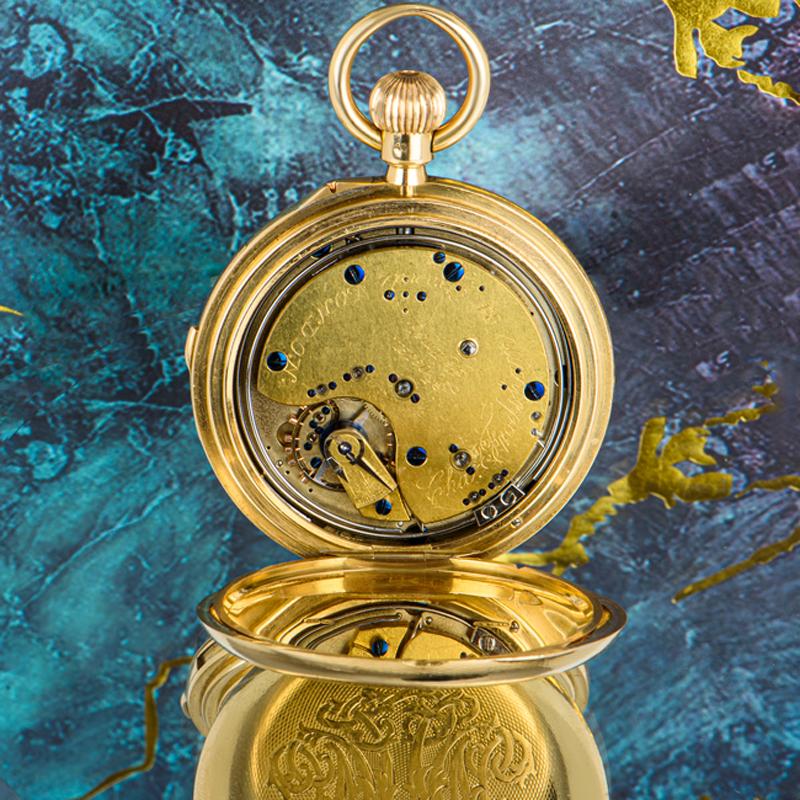 Charles Frodsham. A Rare Gold Half Hunter Half Quarter Repeating Pocket Watch For Sale 4