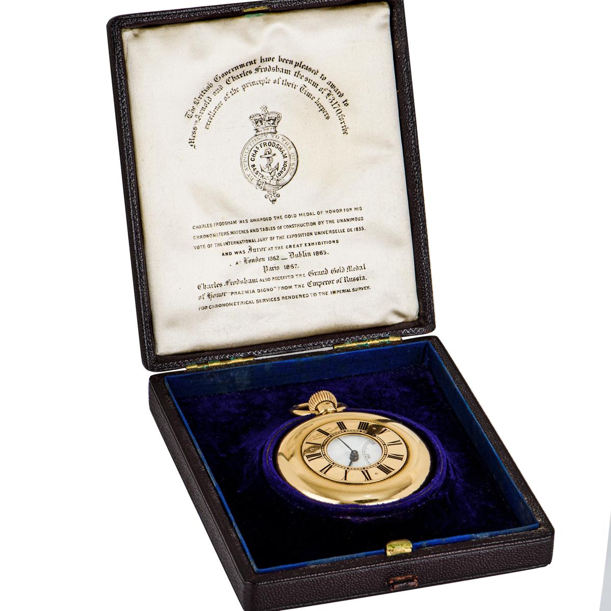 Charles Frodsham. A Rare Gold Half Hunter Half Quarter Repeating Pocket Watch For Sale 1