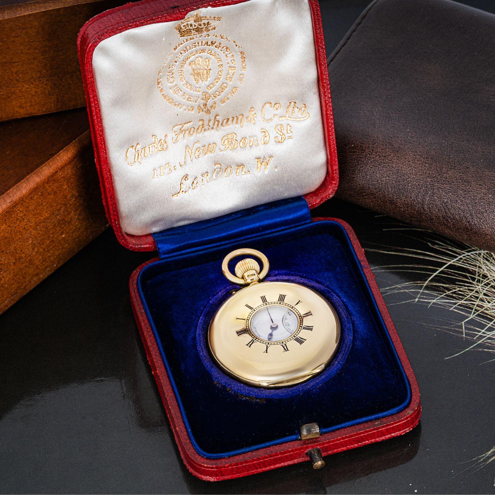 Charles Frodsham Gold Keyless Lever Half Hunter Pocket Watch C1897 For Sale 5