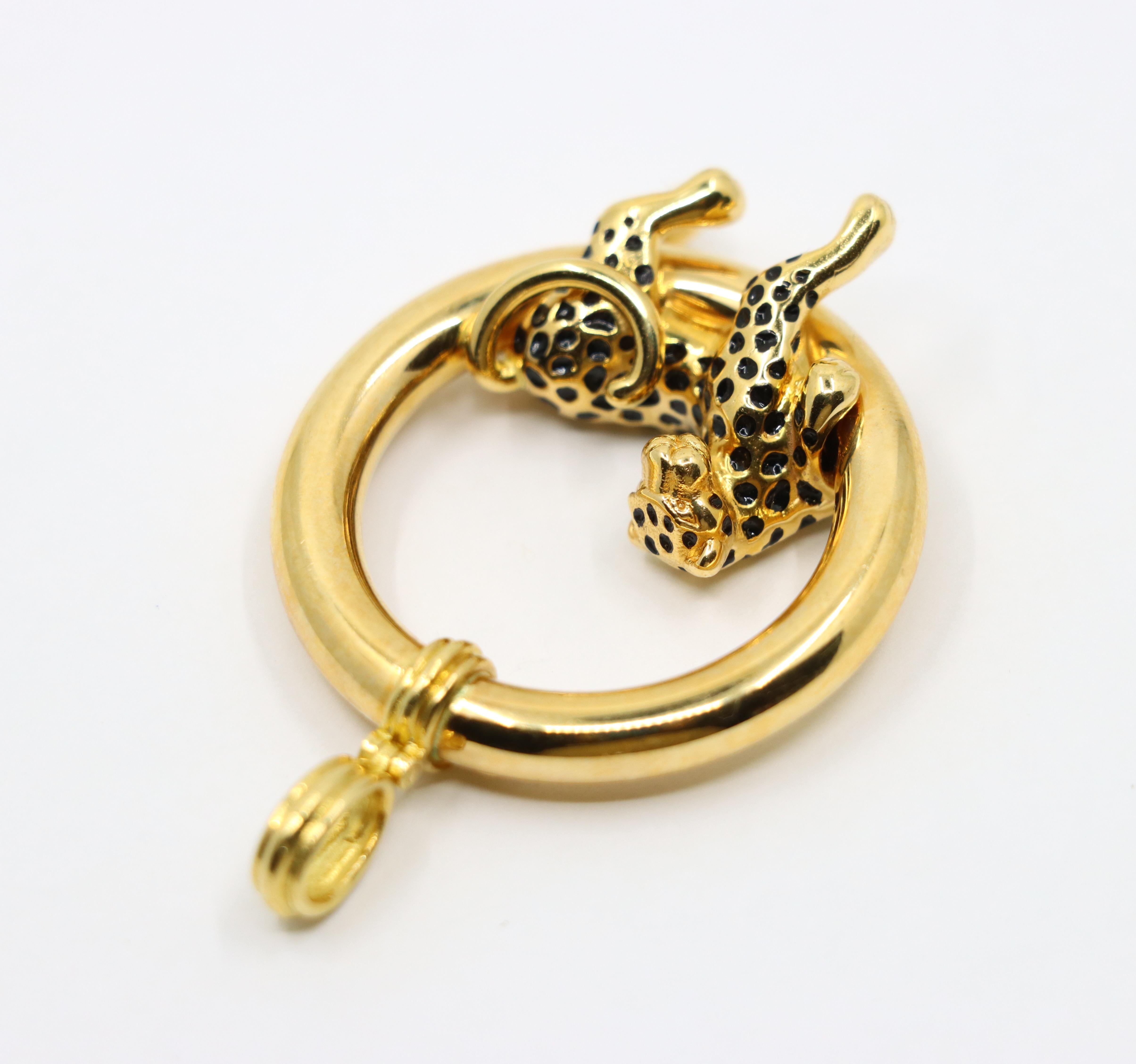 Charles Garnier Panther 18K Gold Leopard Pendant In Good Condition In Flushing, NY