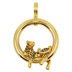 Vintage Charles Garnier Panther 18K Gold Leopard Pendant