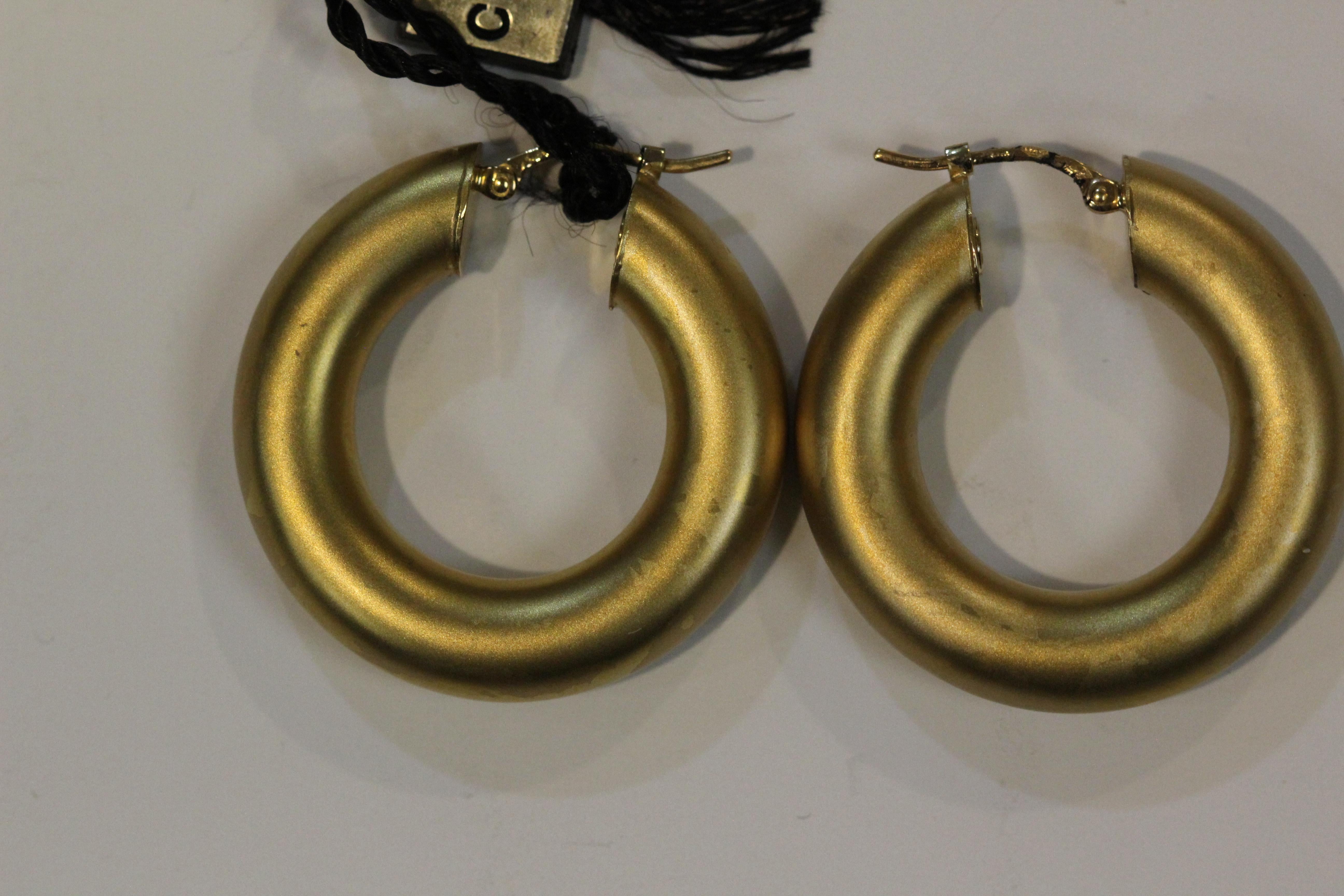 Charles Garnier Paris, 18 Karat Yellow Gold Hoop Earrings, circa 1980 NOS In New Condition In Santa Monica, CA